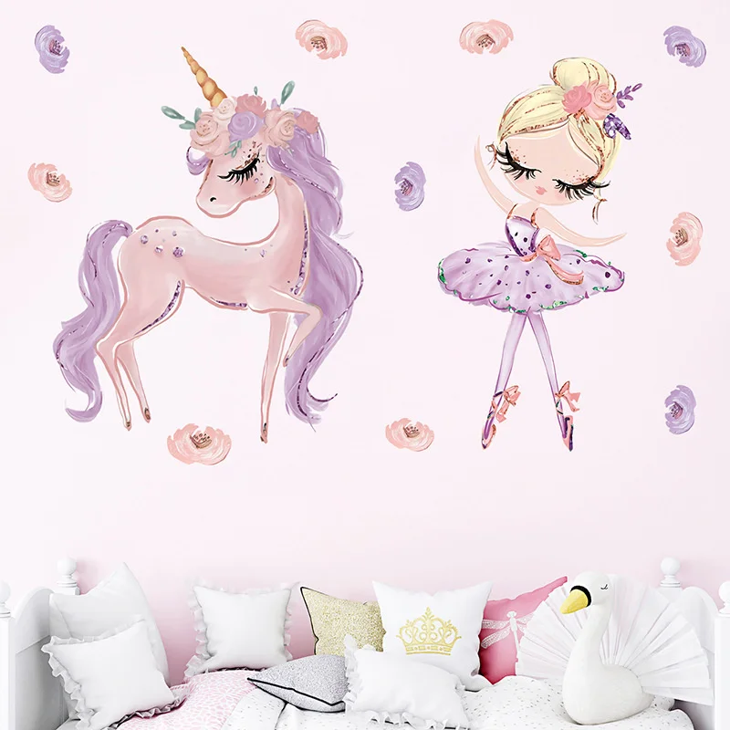 Fairy Unicorn Star Wall Stickers for Kids Rooms Girls Baby Room Bedroom Decor wall stickers