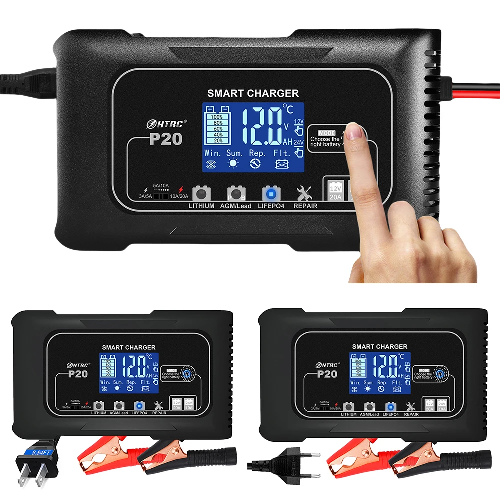 Tire Inflator 12V/24V 10A Automatic Car Battery Charger For