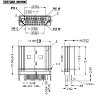 19 Pin Male Plug Interface HDMI-compatible Connector gold-plated,2 Row Pins 19Pin 1.6MM Spacing for HD Equipment Socket 6