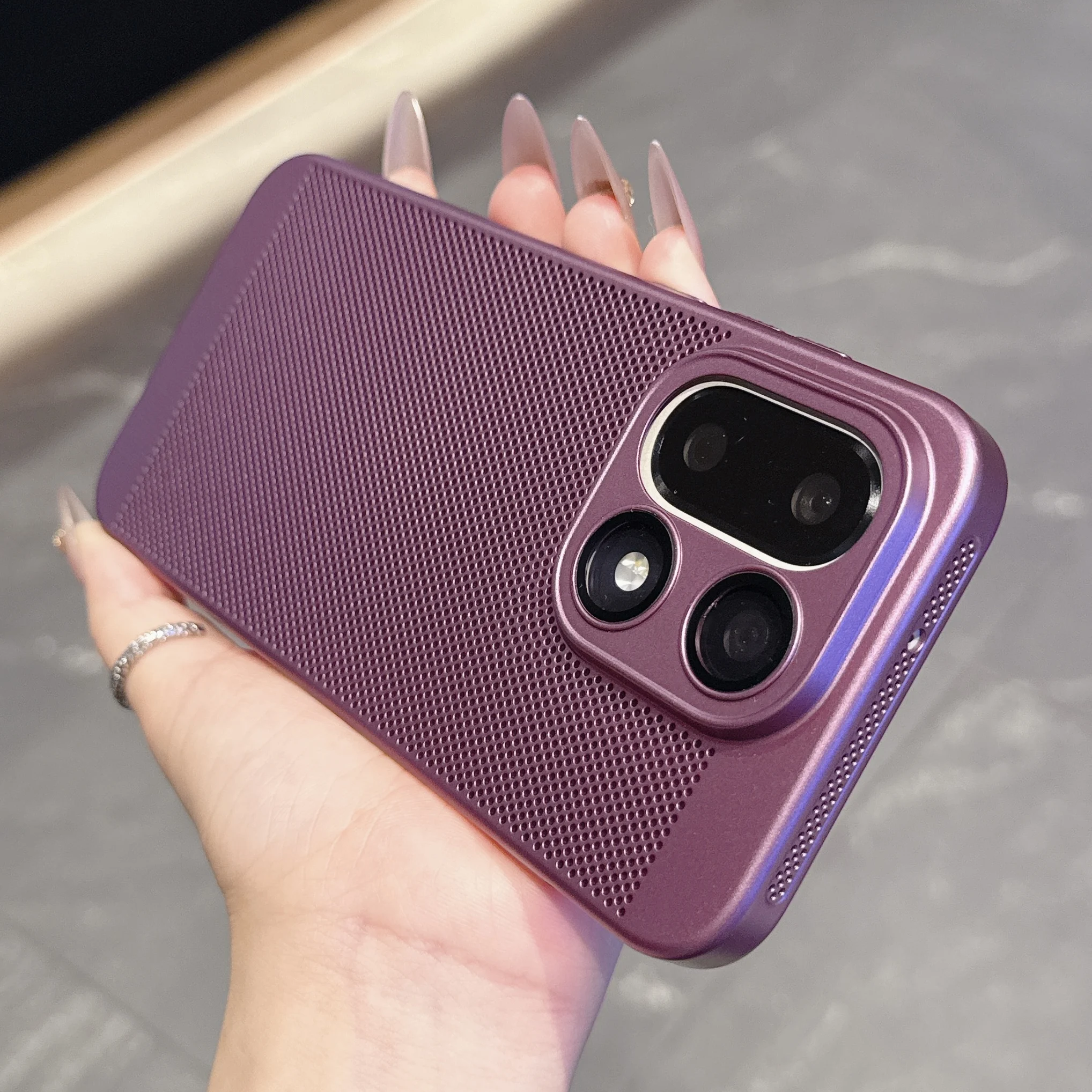 Breathable Heat Dissipation Phone Case with Glass Lens Protection and Cooling Mesh Cover