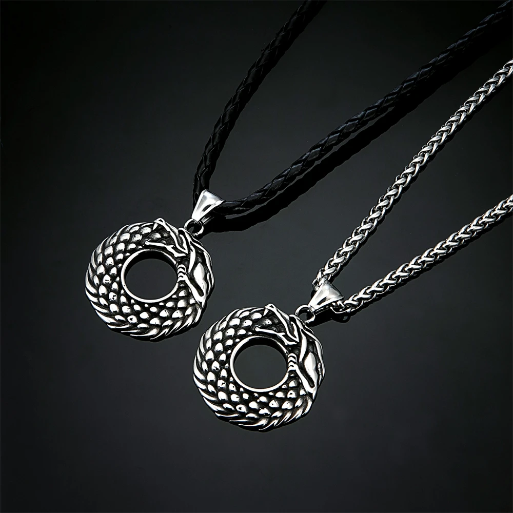 【中古】 Mythic Sunship / Ouroboros Norse Mythology Dragon Ouroboros Necklace Men Vikings