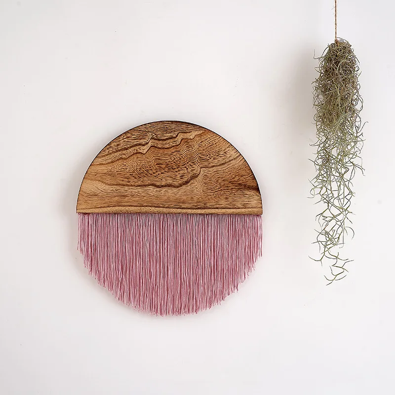

Nordic Style Semicircle Board Macrame Wall Hanging Colorful Hand Woven For Home Decor Bedroom Living Room Background Decoration