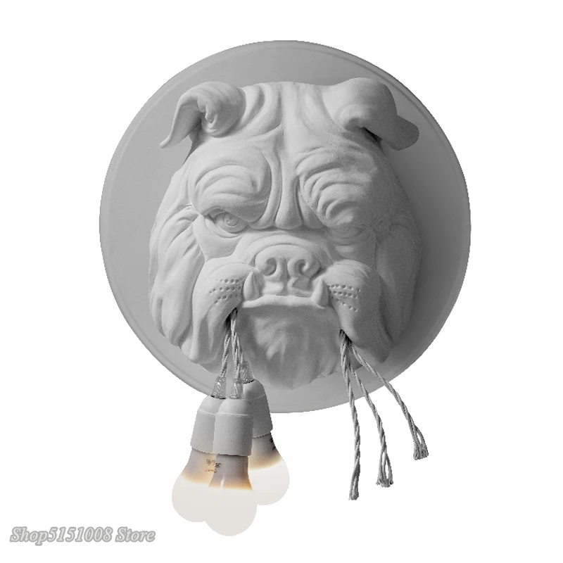 Nordic animal Dog wall lamp dining room study bedroom lamp creative designer KTV Bulldog wall light Home Decor Lighting fixtures 4
