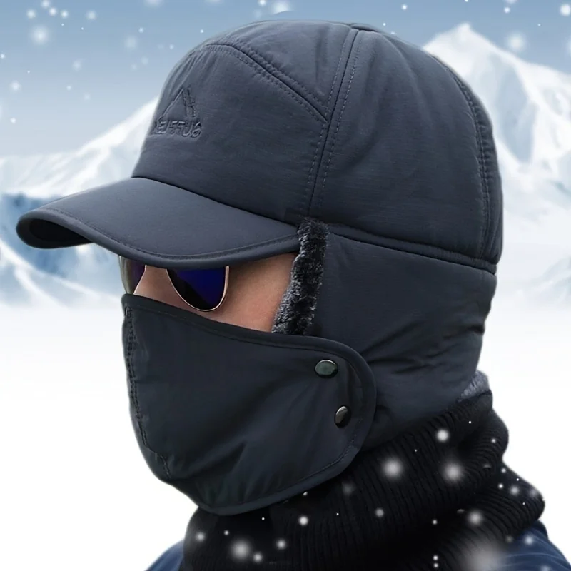 Winter Thickened Baseball Cap Warm Windproof Warm Earmuff Hat Men Women Breathable Outdoor Skiing Fishing Face Cover Cap