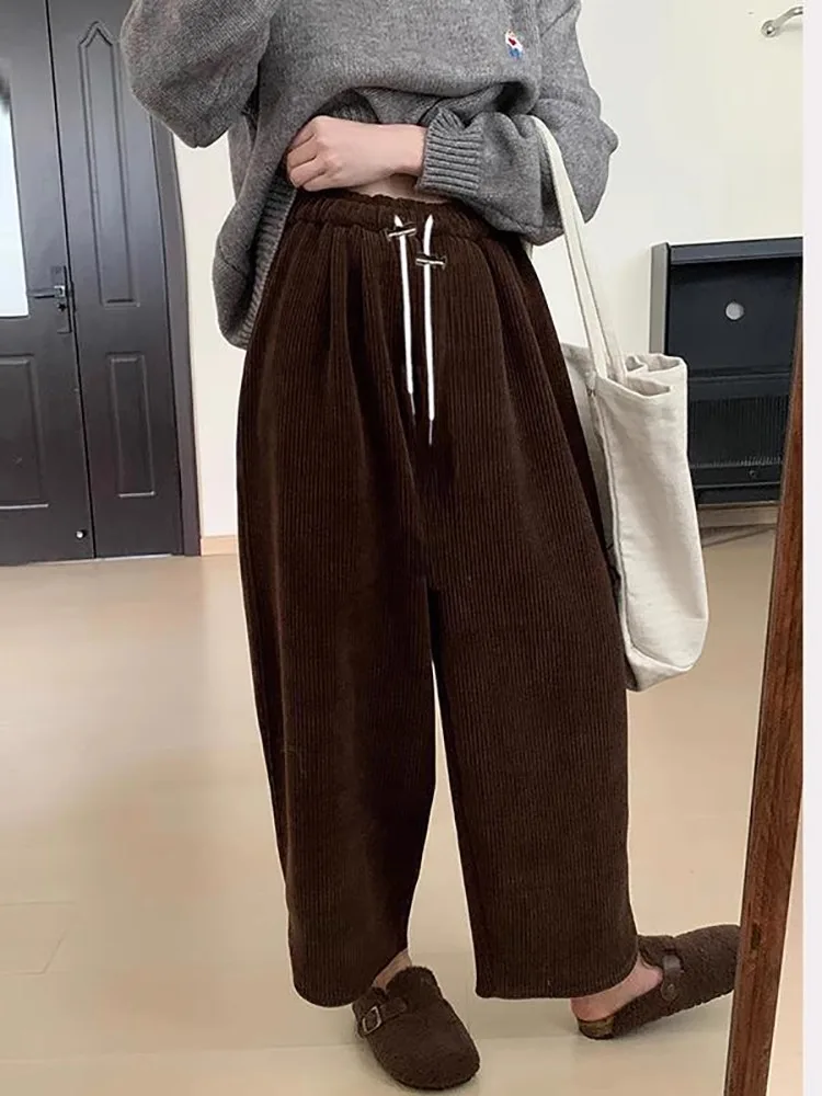 출산용 와이드 레그 팬츠 임산부를위한 캐주얼 유행 봄 가을 드로우 스트링 바지 편안한 루즈핏 할머니 바지