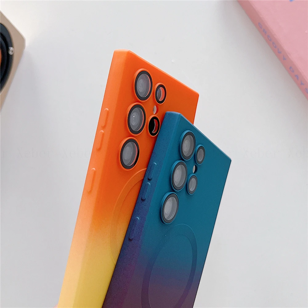 Gradient Pattern Magnetic Wireless Charging Necklace Lanyard Matte Silicone Case