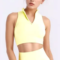NCLAGEN hauts de sport femme 1/4 Zip réservoir haut soutien-gorge de sport Fitness vêtements de sport séchage rapide vêtements d'entraînement Push-up gilet course soutiens-gorge 3