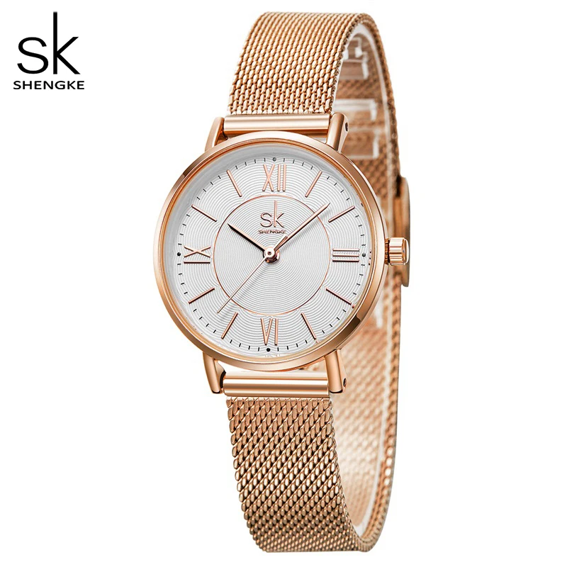 Shengke Japan Quartz Movement Waterproof Ladies Wristwatch Stainless Steel Band Classic Watch for Women Free Shipping Watches 3