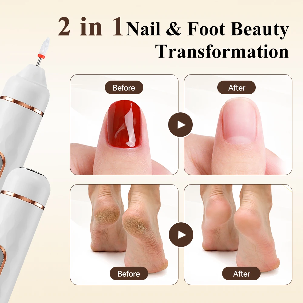 2-in-1 Electric Nail File Hand Care Tool With Replaceable Grinding Heads Manicure Pedicure Kit Foot Callus Remover_voghion.com