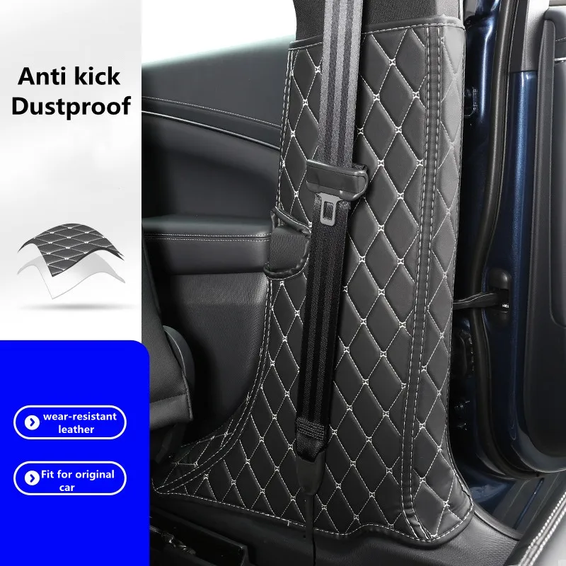 

2pcs Leather Anti Kick Pad Car Inner Panel B Pillar Protector for Ford Mustang Mach-E 2021 2022 Anti-scratch Cover