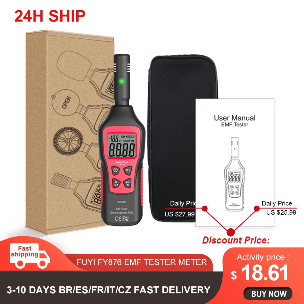 FUYI FY876 EMF Meter Geiger Counter Electromagnetic Nuclear Radiation Detector Dosimeter Monitor Wave Geigercounter
