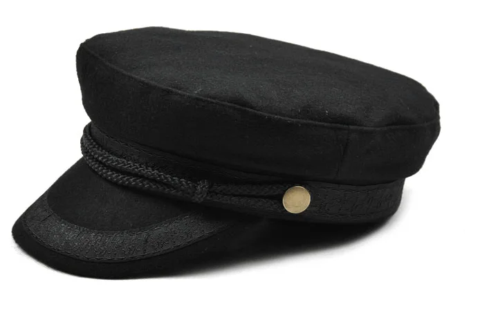 Militärhut, schwarze Hüte für Damen, Damen, Militärhut mit flachem Zylinder, Mütze, weiblich, Gorras, Frau, britischer Stil, Marinegrau – Detail 2