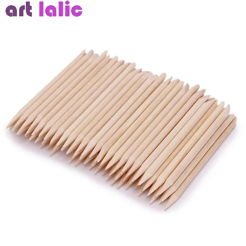 Nail Art Design Orange Wood Stick 100 Pcs Cuticle Pusher Remover Manicure Pedicure Care nail art pusher manicure tools nail manicure tools nail manicure sticks manicure pedicure tools cuticle pusher
