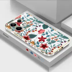 Red Flower Luxury Plating Phone Case for Redmi Note12 Pro 4G (White)