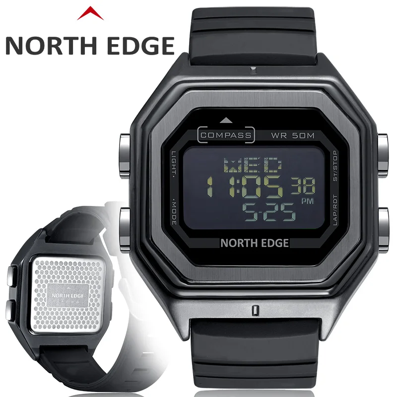 

NORTH EDGE Army Military Digital Sports Watch Mens 50M Waterproof Outdoor Metal Watch World Time Stopwatch
