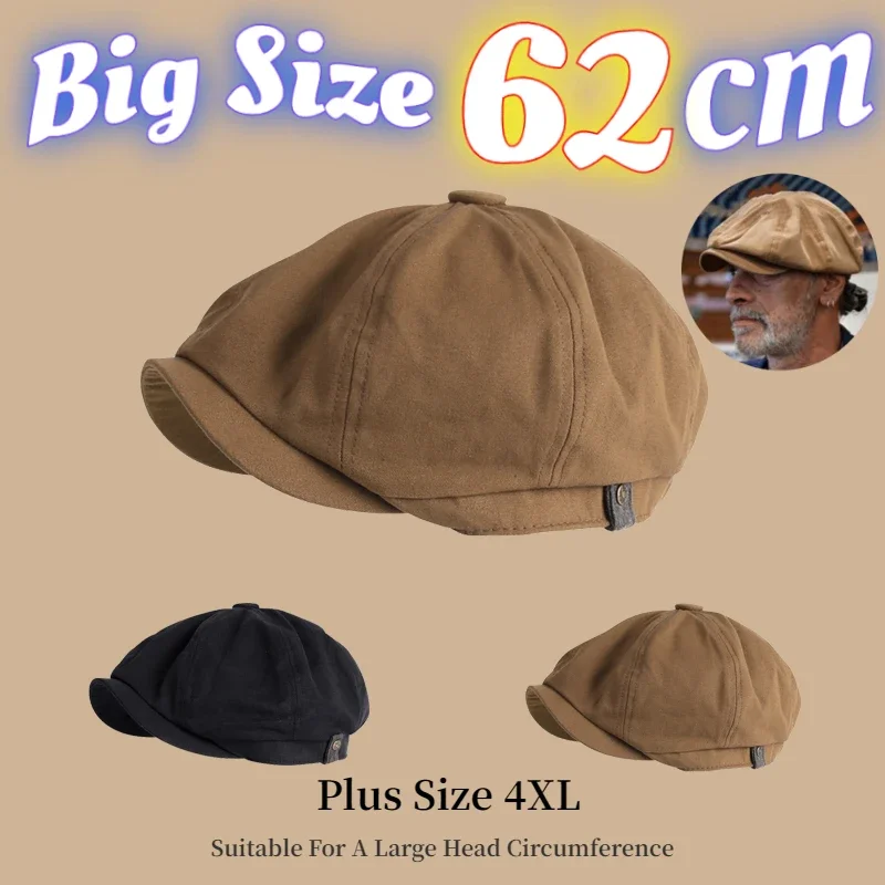 BigHeadHatPlusSize62cmMenBeretFashionRetroWomenPainterHat