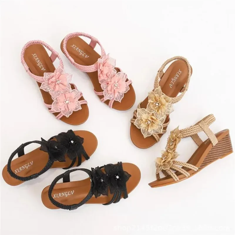 BEYARNE Women's Shoes Fashion Summer Retro Flower Sandals Large Size for Beach women sandals