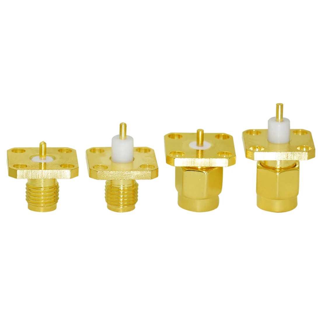 1PC SMA Stecker/Buchse Stecker Jack RF Coax Stecker 4-Loch Panel Mount Flansch Chassis mit Isolation Terminal Vergoldet NEUE