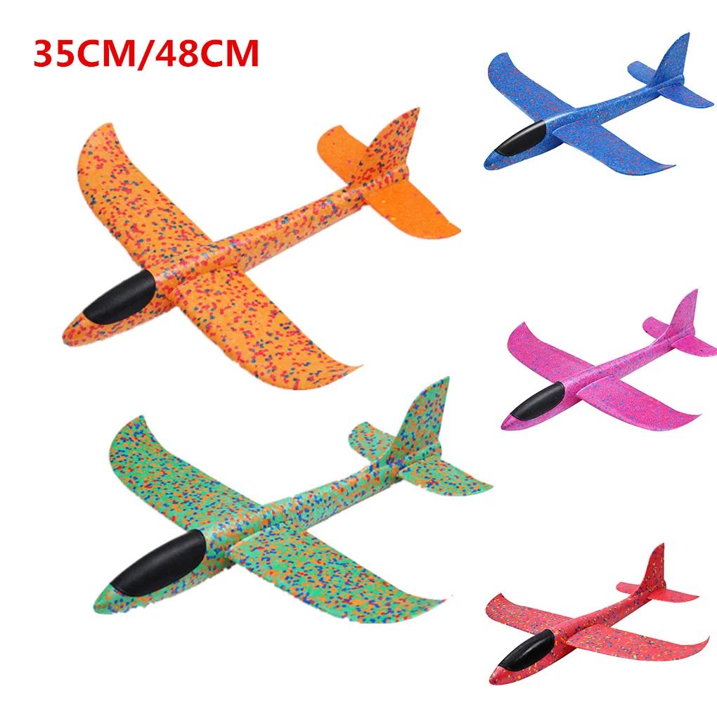 35CM/48CM Children Hand Throw Flying Glider Planes Toys Kids Foam Aeroplane Model Children Outdoor Fun Toys Hot Whells Toy Plane 2