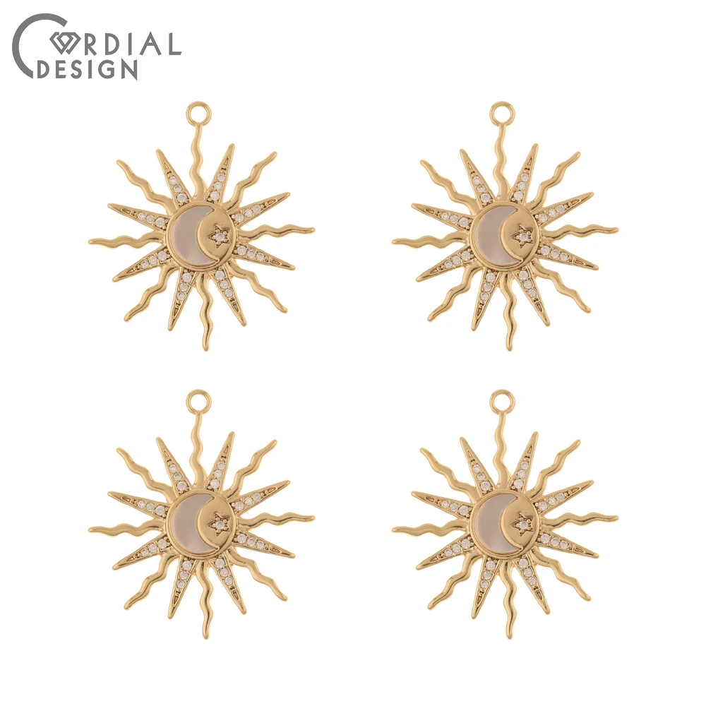 Cordial Design 10Pcs 24*26MM CZ Charms/Jewelry Accessories/Sun Shape/Necklace Pendant/Jewelry Findings & Components/Shell Effect - cordial
