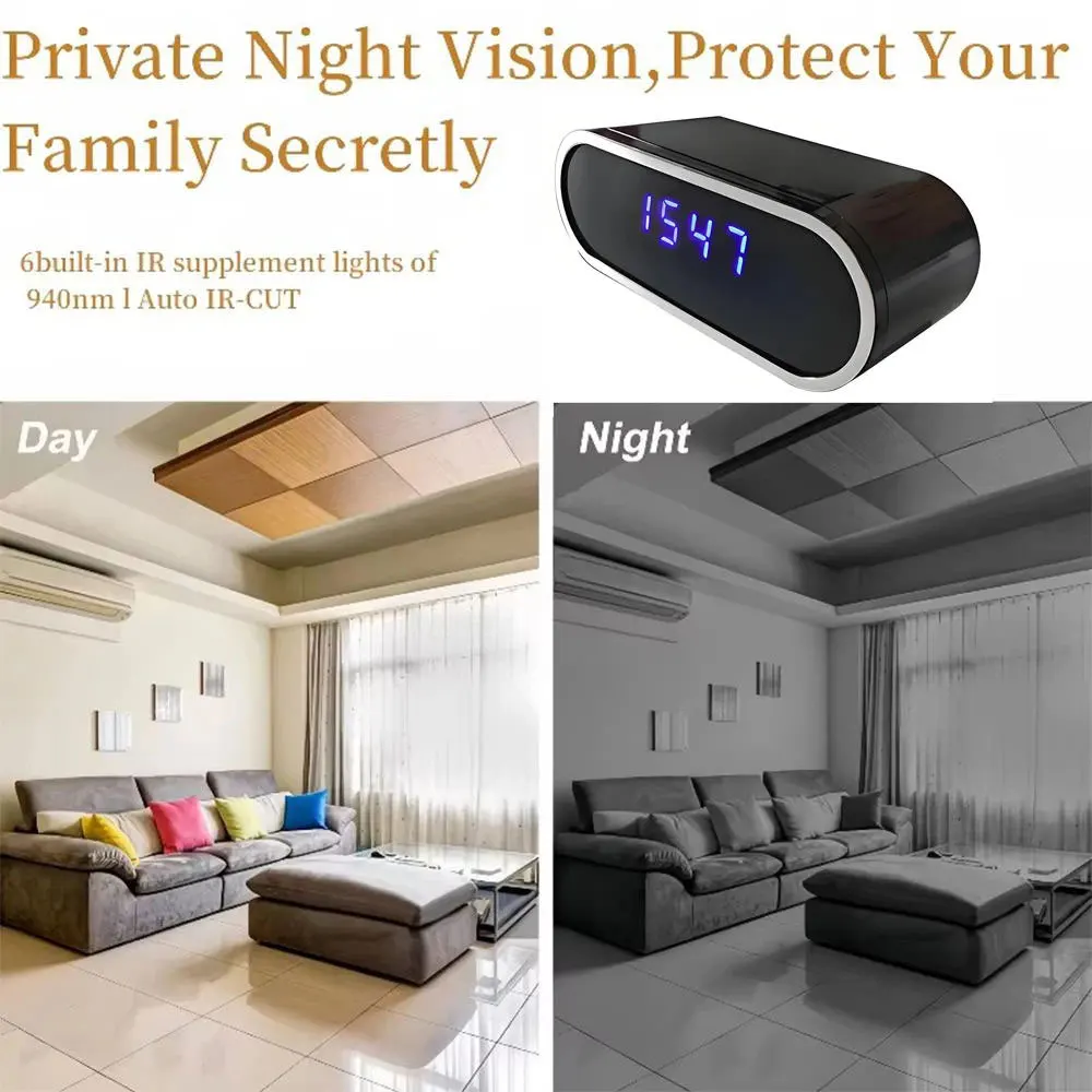 Mini Camera Clock Full HD Wireless Wifi Control Infrared Night Vision DVR Camera Home Monitoring Video wifi camera,mini camera,surveillance camera,wifi ip camera