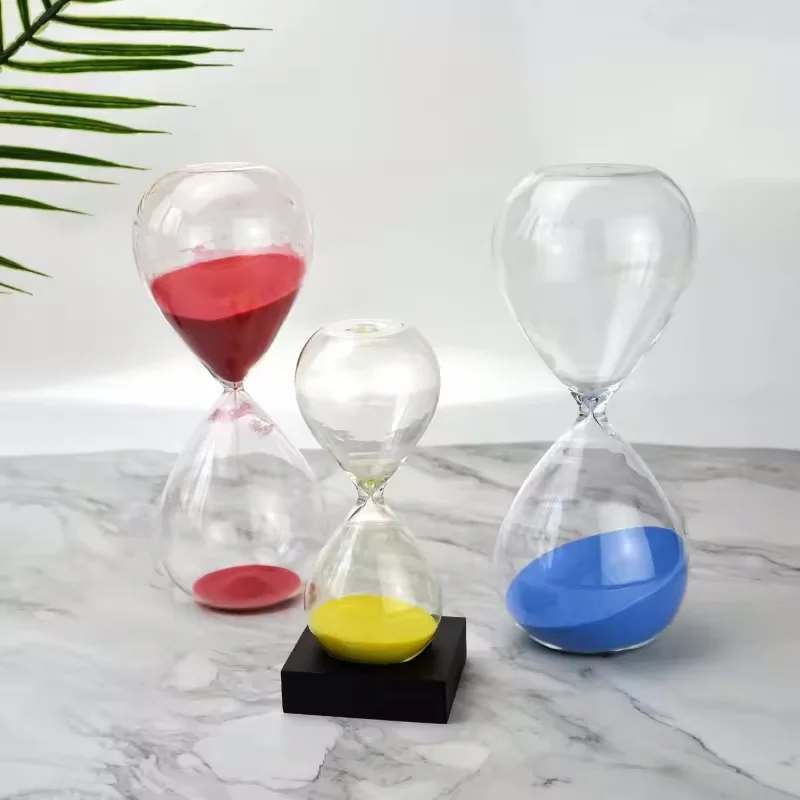 Description Picture 3 of item5/15/30/60 Minutes Nordic Handmade Glass Hourglass Water Droplet Sandglass Creative Sand Clock Simple Timer Home Decoration Gift