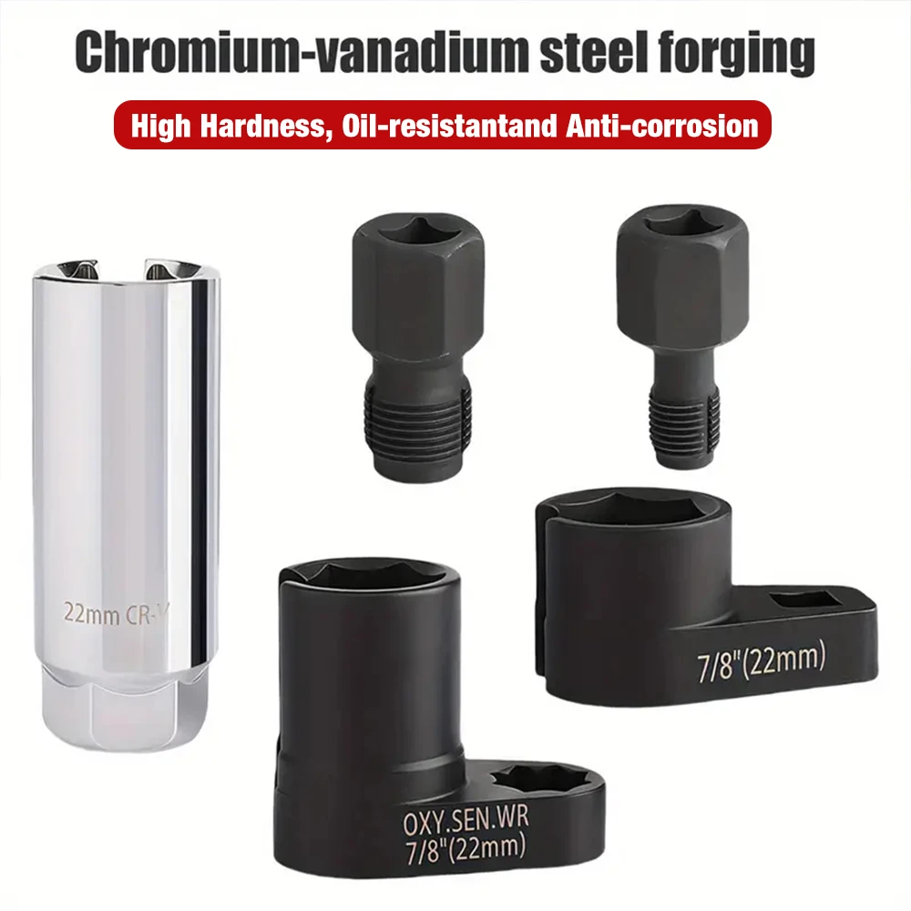 Automotive Oxygen Sensor Socket Wrench Set 7/8'' (22mm) 1/2'' 3/8'' Professional 5 piece Oxygen Sensor Sleeve Tool