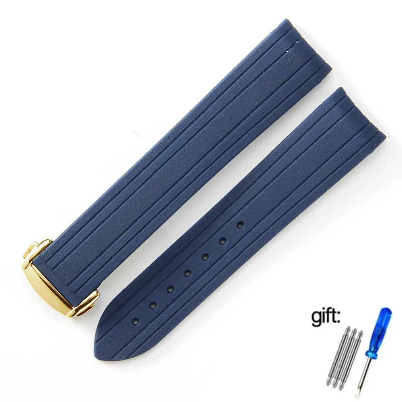 High-Quality Rubber Watch Strap with Folding Clasp and Curved End Design