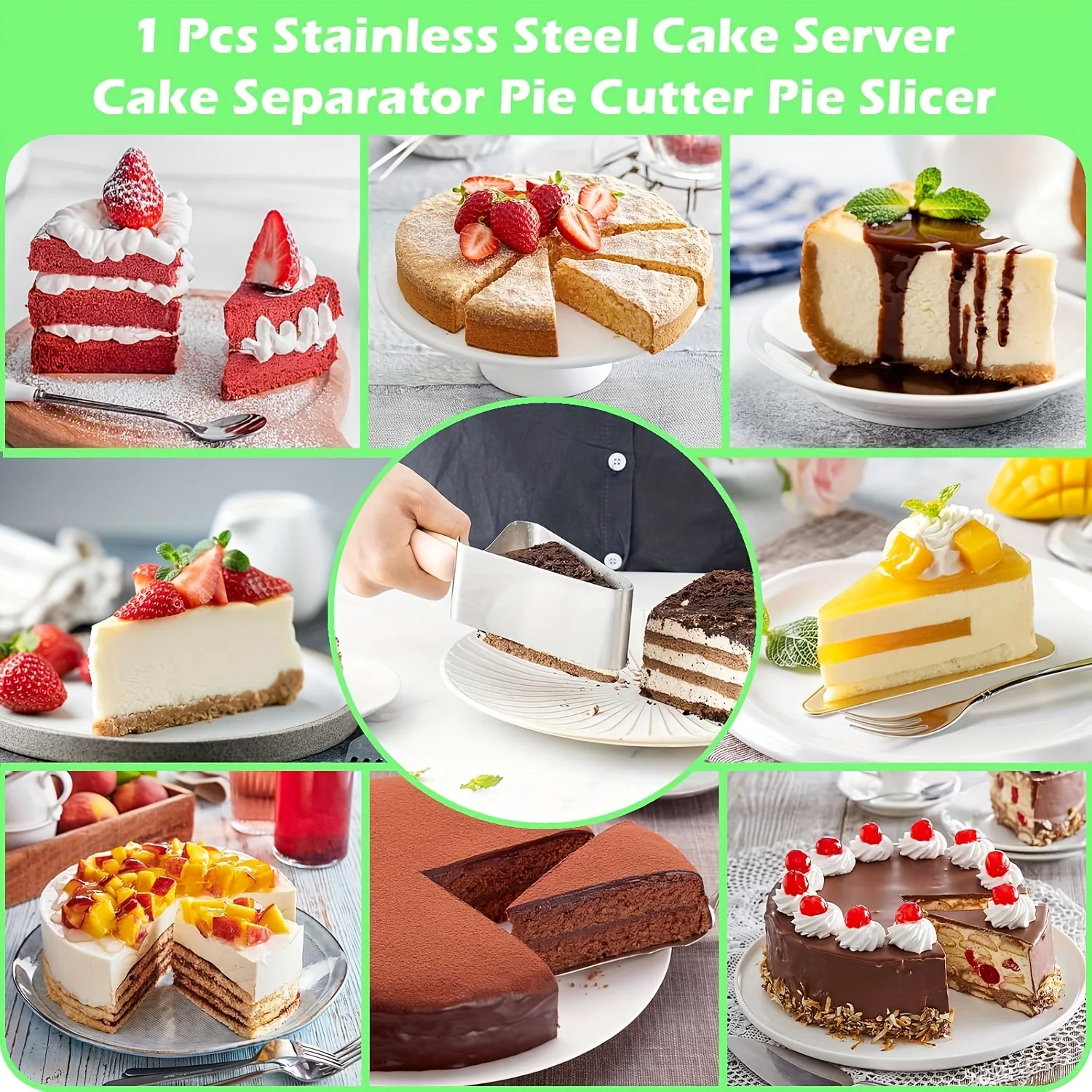 Stainless Steel Adjustable Double-Handle Cake Cutter & Server 5