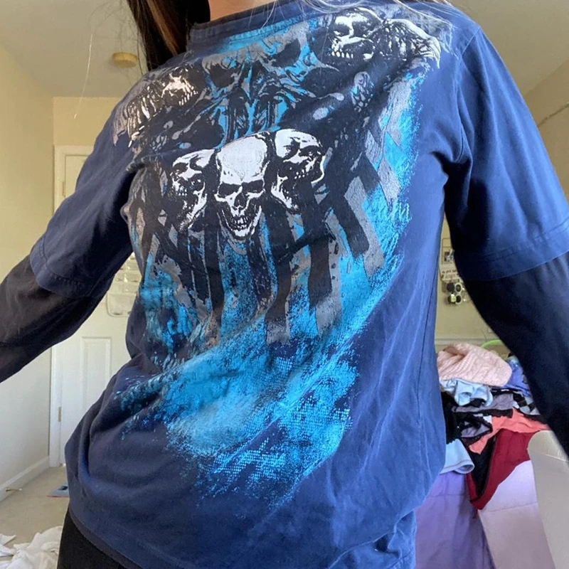 T-shirt All Over Print Dragon Cyber Y2K Vintage Années 2000 - Taille S, Manches Courtes