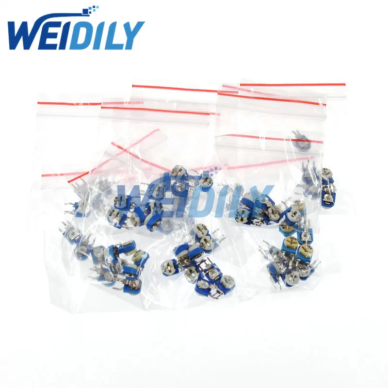 65PCS RM063 Vertical Adjustable Potentiometers Kit 100 ohm-1M ohm 13 Kinds *5PCS Multiturn Trimmer Potentiometer WH06-1 |