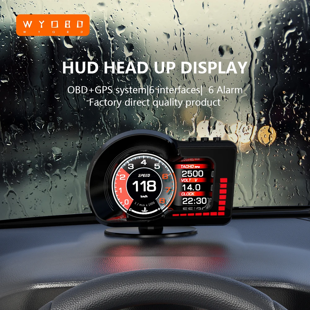 Obd2 Hud Car Speedometer Intelligent Digital Mileage Speed Driving Computer Fault Code Warning