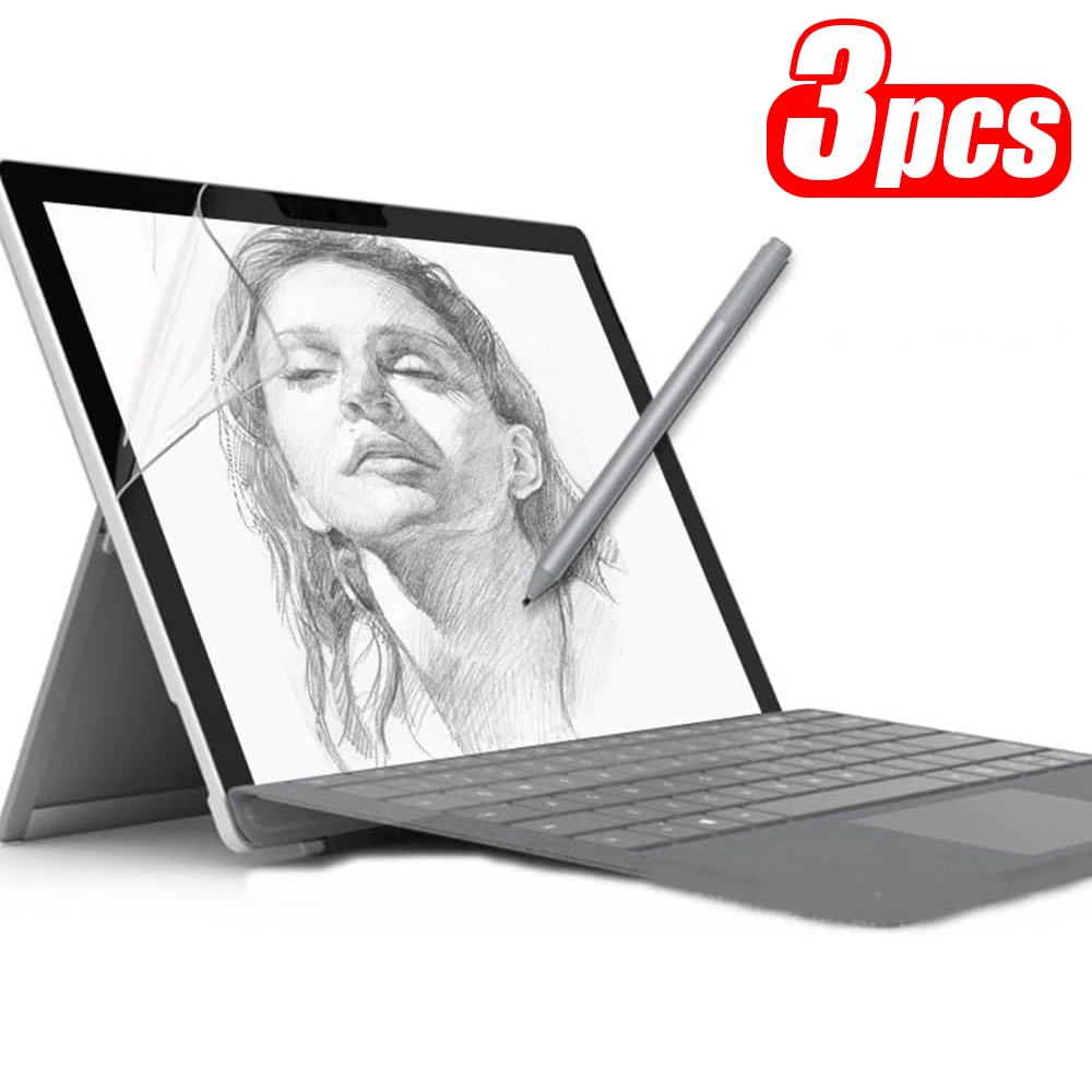 Microsoft Surface Pro 8 9 10 11 12 X 4 5 6 7 için 3 adet Mat Kağıt Ekran Koruyucu, Kağıt Gibi Yazma Çizim Yapmak İçin Yansıma Önleyici
