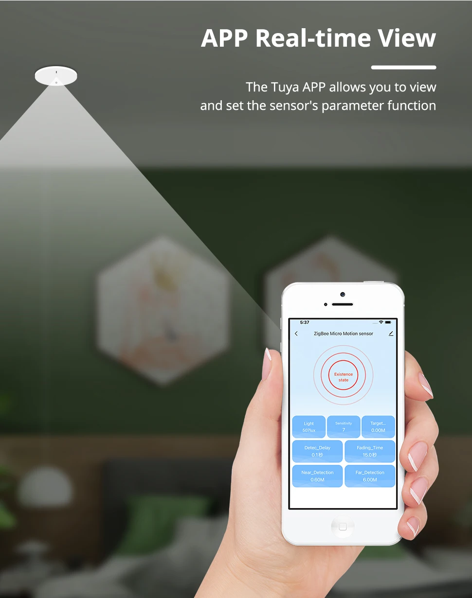 Benexmart Tuya Zigbee MmWave Radar Human Presence Sensor Luminance Distance Dete