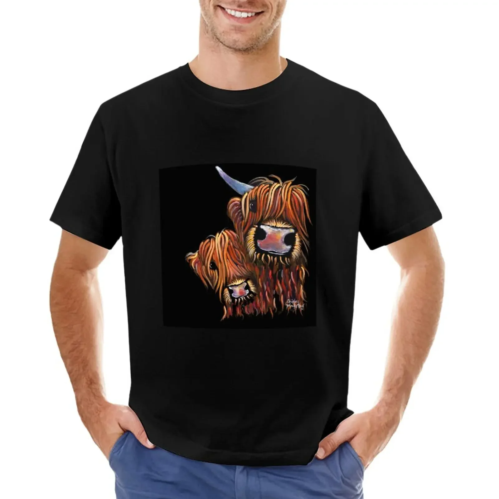 

Scottish Highland Cows ' Daddy's Girl' by Shirley MacArthur T-Shirt sublime Short sleeve tee mens champion t shirts