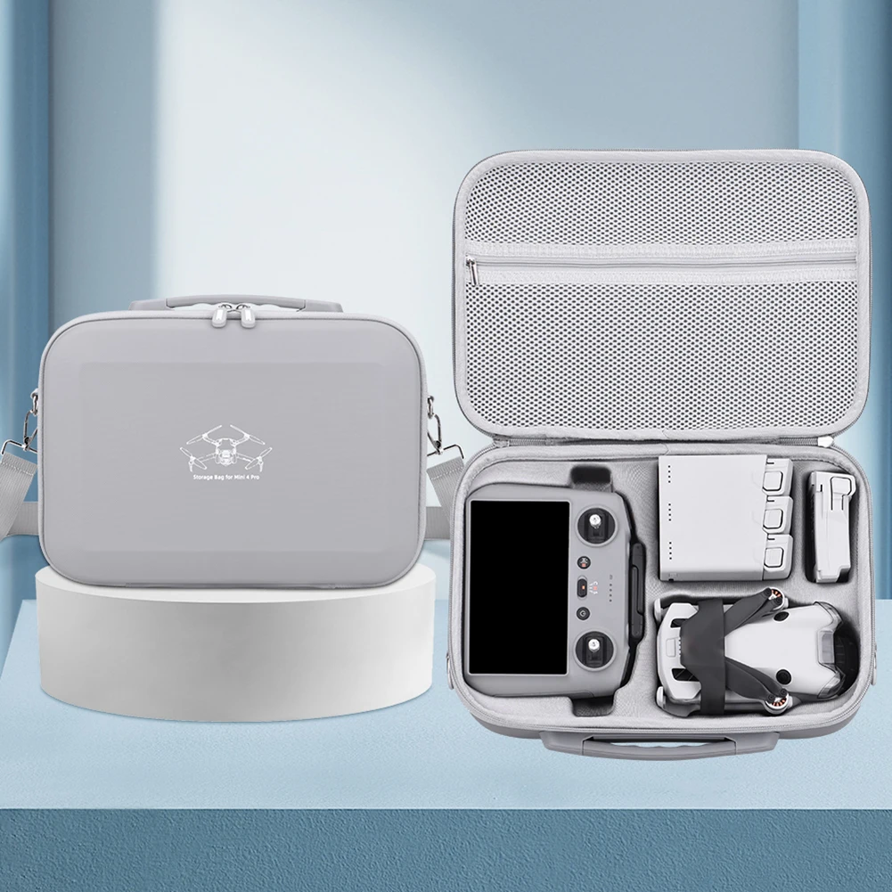 하드 쉘 여행 운반 케이스, PU 가죽 방수 운반 가방 케이스, Should 스트랩이 있는 휴대용 여행 가방, DJI Mini 4 Pro용