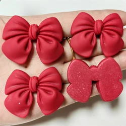Set of 5 Kawaii Matte Texture Large Bow Decorations - Pink, Rose Red, Purple, Blue (8)