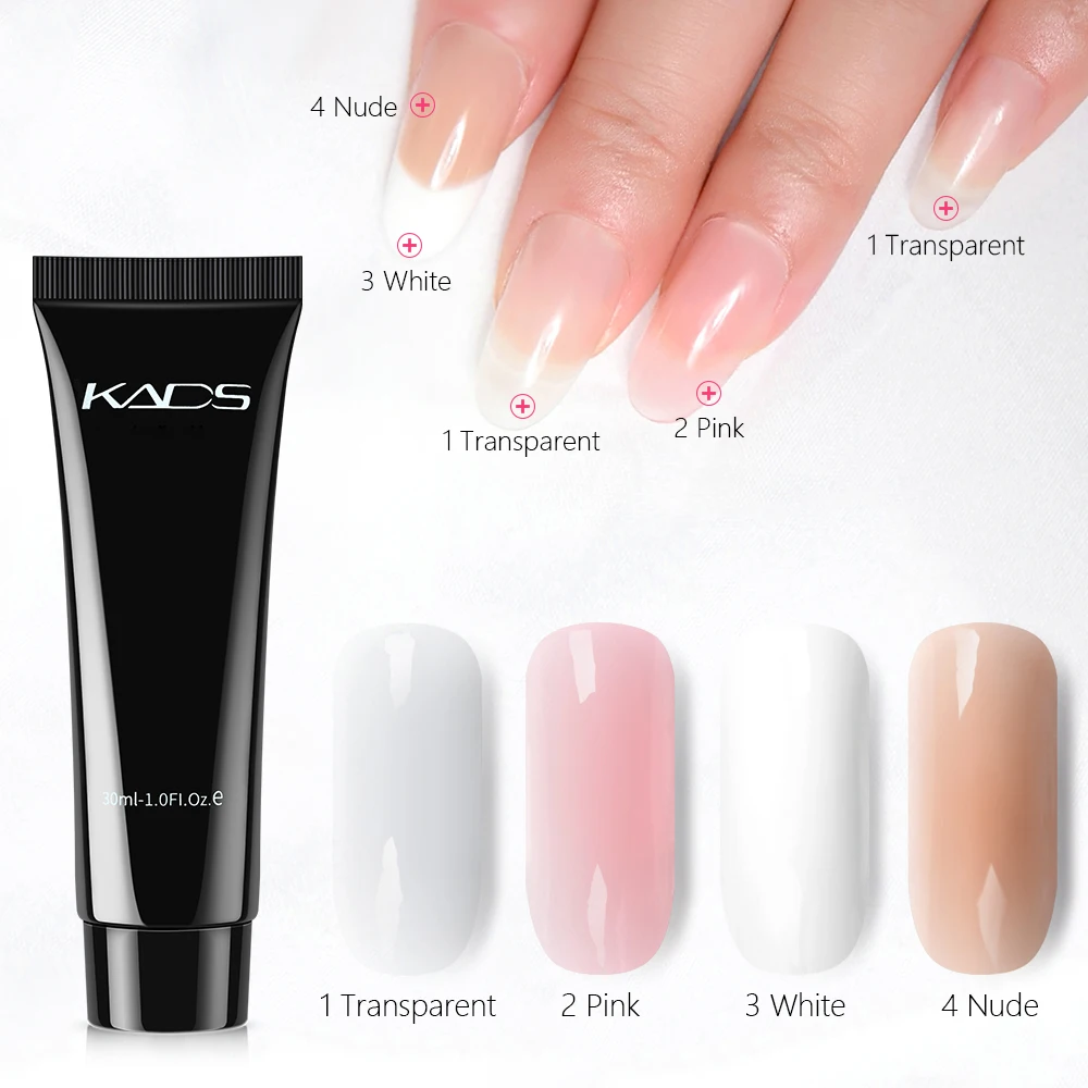 

KADS 30ml Poly Acrylic Gel Nail Polish Quick Extension Semi Permanent Clear Nude Pink Crystal Hybrid Varnish Nail Art Gel Design