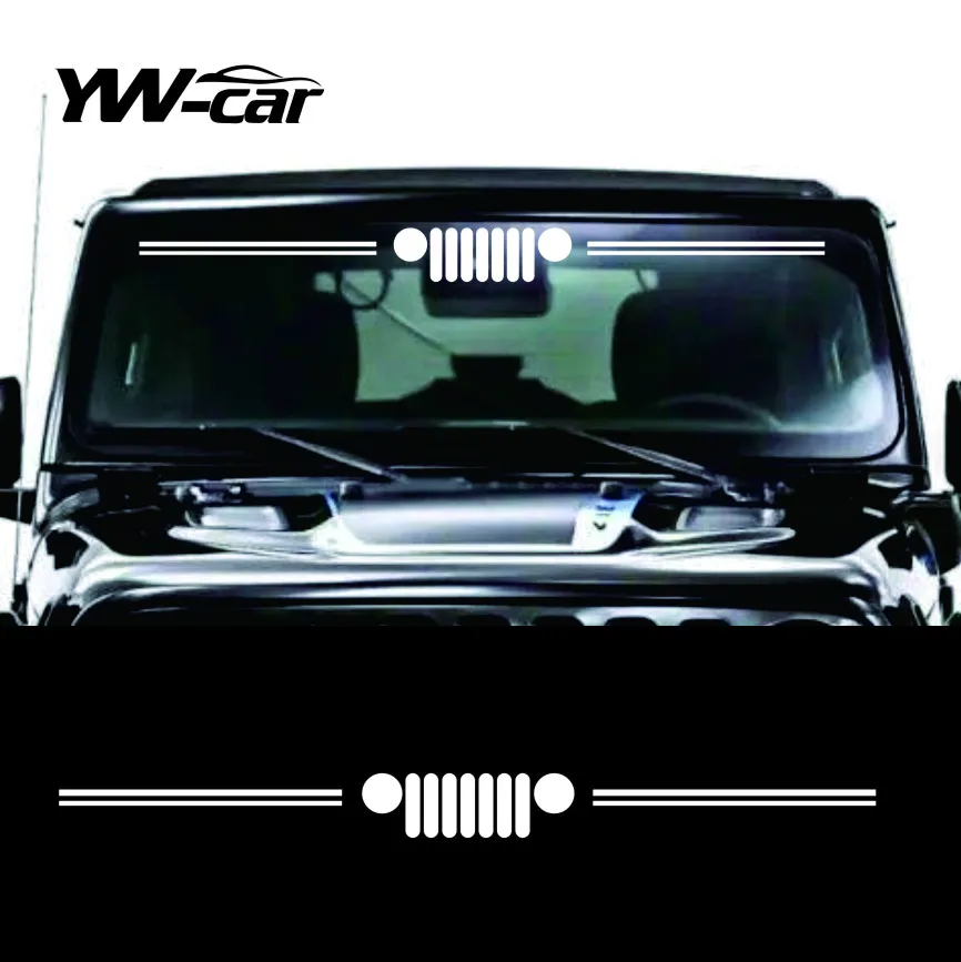 

Reflective Grill Graphics Vinyl Decal Car Front Windshield Windscreen Window Sticker For Jeep Wrangler JK JL Gladiator Renegade