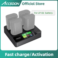 ACCSOON 4 Slot Battery Fast 10W-40W Charger For LP-E6 Canon EOS 5D Mark II Mark III Mark IV 5D SR 60D 60Da 6D 70D 7D R5 R6 1