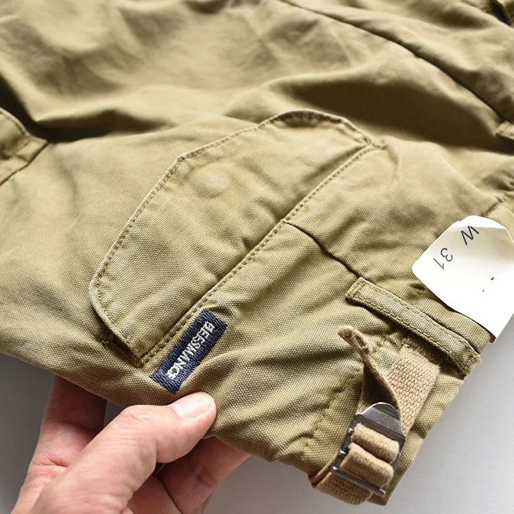American Loose Straight Tube Canvas Verschleißfeste Arbeitshose Herren-Fallschirmjägerhose mit mehreren Taschen, strapazierfähig, lässig, lang – Detail 30