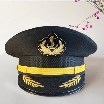 High Quality Men Women Cap Security Big Hat General Aviator Caps Captain's Hats Stage Cosplay Uniform Accessories