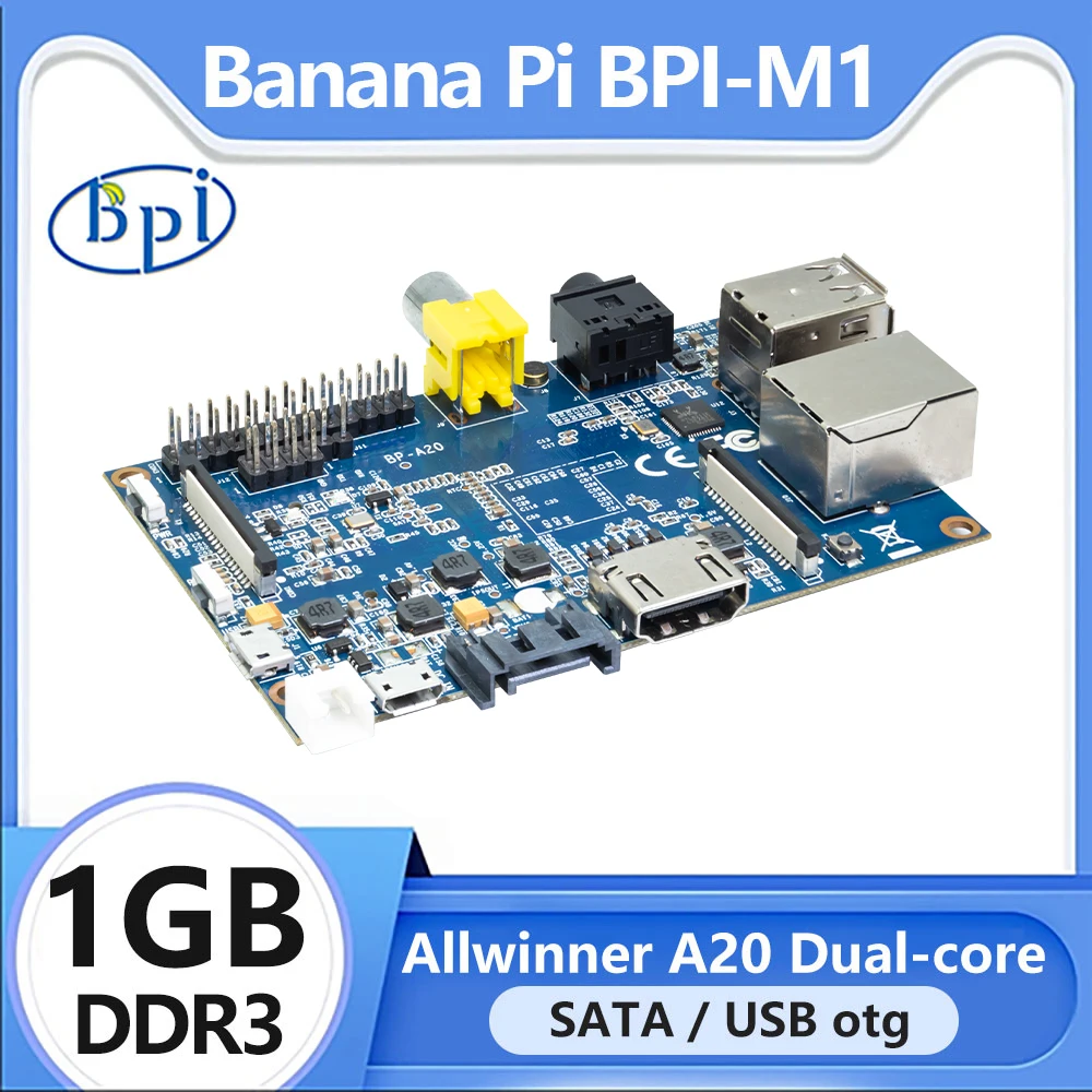 Banana Pi BPI-M1 Allwinner A20 Dual-core 1GB Ram Memory DDR3 SATA 2.0 HDMI AV Vide Out SoC Open Source Hardware
