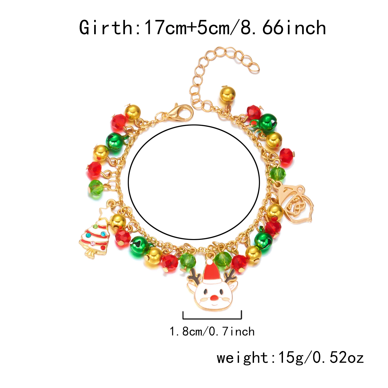 Eleganter Weihnachtsschmuck für Frauen, funkelndes Kristallarmband mit Lebkuchen- und Zuckerrohrmotiven für alte Männer, Freundschaftsschmuck, Geschenke – Detail 14
