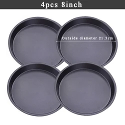 Deluxe Nonstick Carbon Steel Pizza and Baking Tray Set - 4 - Piece Round Plate Collection for Effortless Baking and Serving (4pcs 8inch)