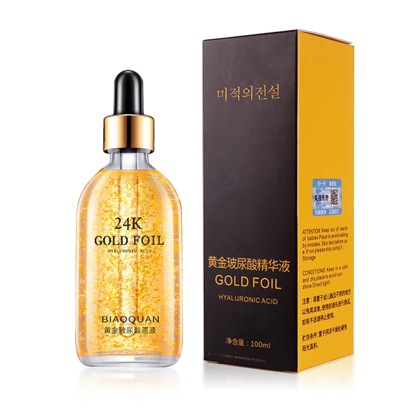 100ml 24k Gold Hyaluronic Acid Nicotinamide Face Serum Anti Aging Facial Lifting Collagen Essence Skin Care Whitening Serum 2