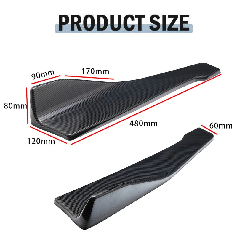1 Pair Bumper Lip Car Rear Bumper Lip Trim Protector Car Side Skirt Cover Corner Bumper Guards with screws Universal Fit