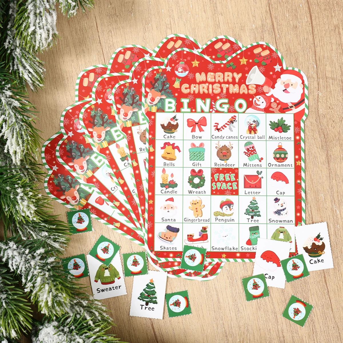 Christmas Cartoon Bingo Game Cards