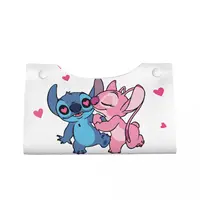 Custom Kiss Stitch Angel Tissue Box Holder Rectangular Cute PU Leather Facial Tissue Box Cover for Car Office 2