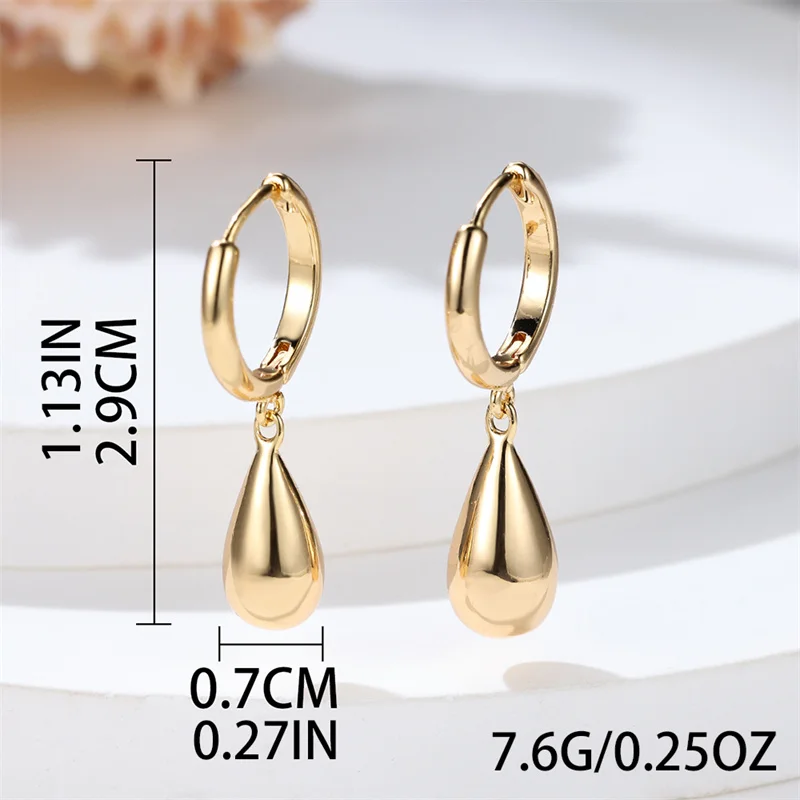 Charm Female Big Water Drop Hoop Earring Luxury Yellow Gold Color Earrings For Women Simple Metal Wedding Jewelry